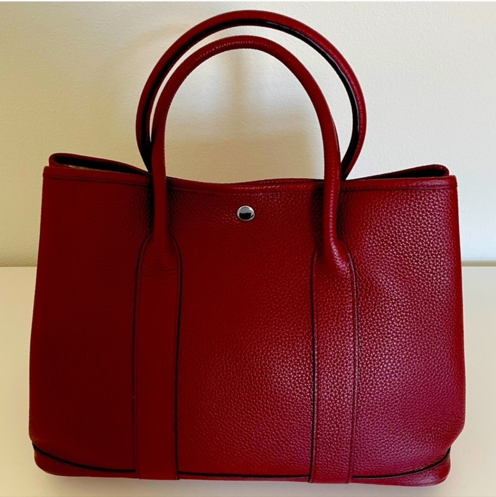 Elegant Red Leather Tote Bag